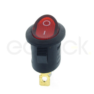 Rocker Switch Oval RED 6A 250VAC 3 Pin